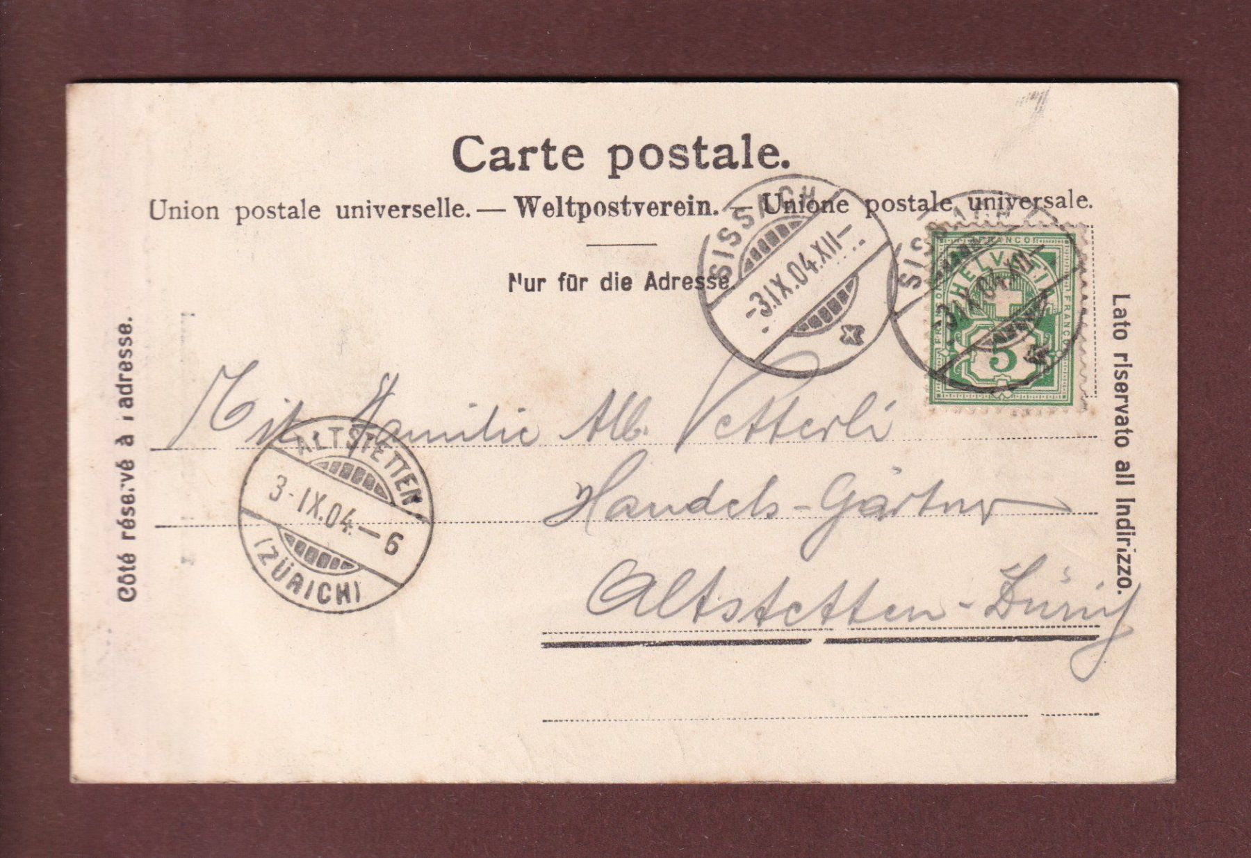 Cartoline postali: BASEL - St. Jakobsdenkmal - 1904 – Usato da Pully venduto da nicecards 1