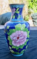 Schöne Cloisonné-Vase, Vogel-Blumen Motiv, Metall,