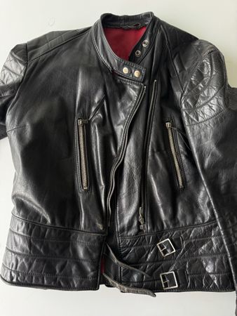 Thick Vintage Biker Leather Jacket / Schwarze Lederjacke