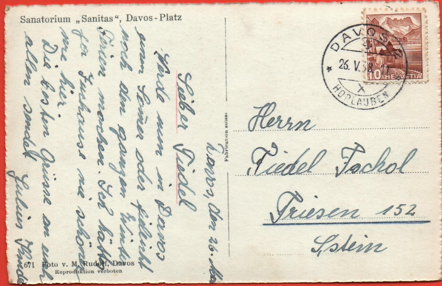 Cartoline postali: DAVOS-PLATZ Sanatorium Sanitas – Usato da Jona venduto da philajona 1