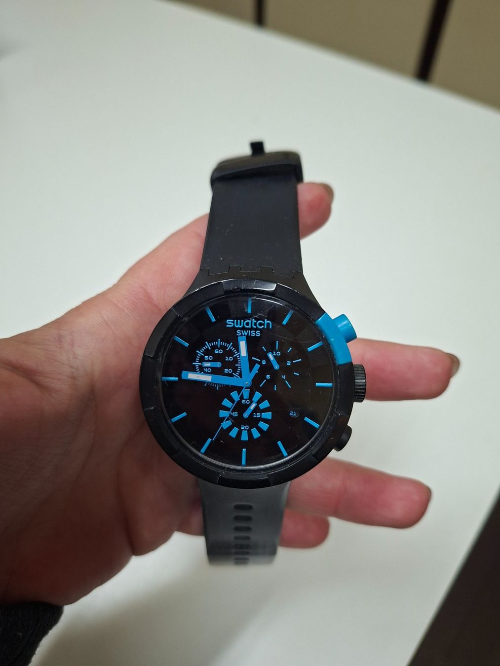 Swatch Orologi: Swatch; BIG BOLD CHRONO / CHECKPOINT BLUE 47mm – Usato da Boniswil venduto da Totomat-Lady2