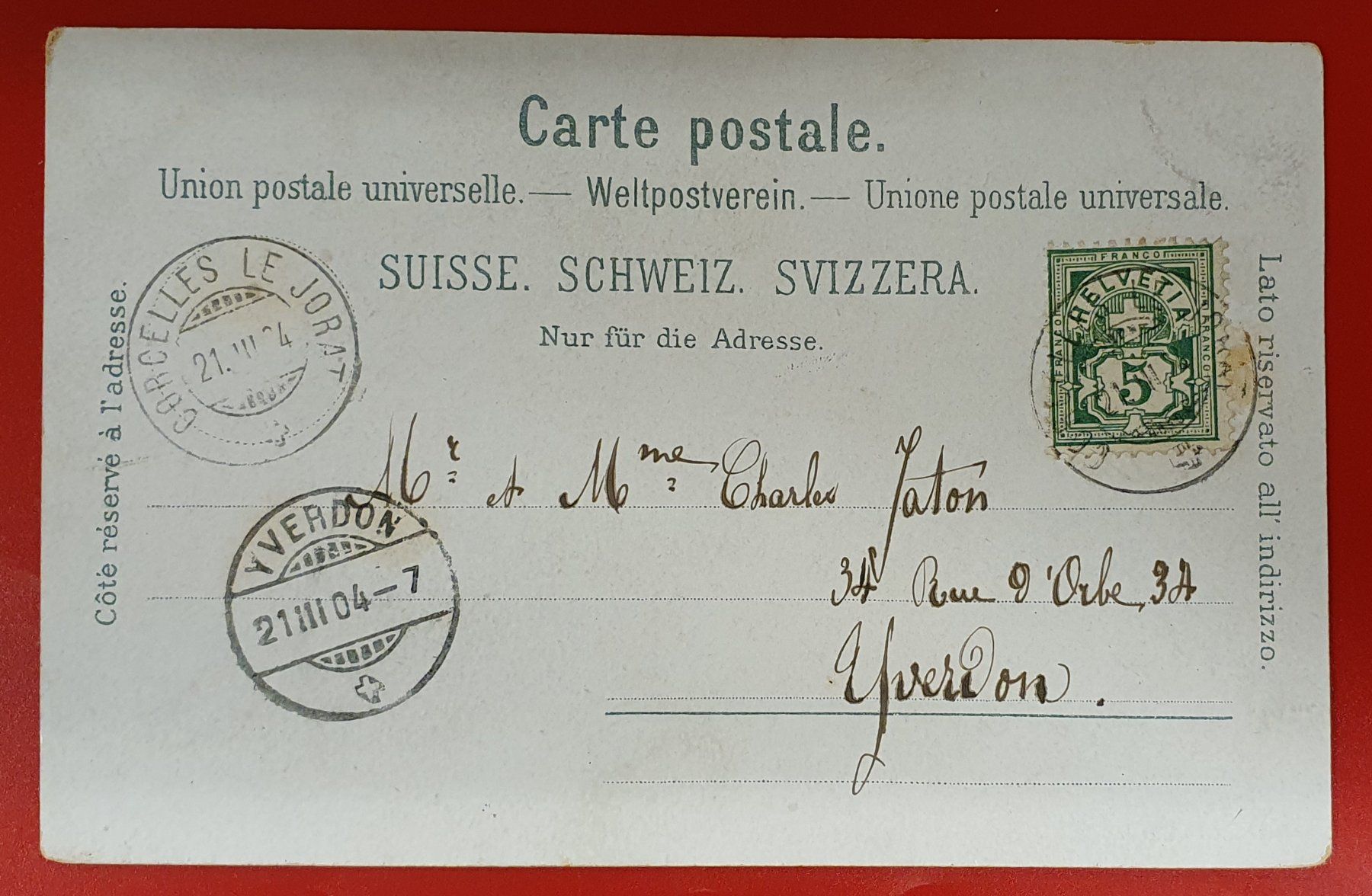Cartoline postali: Souvenir de Corcelles 1904 - TOP – Usato da Kreuzlingen venduto da Rschweiz1 1