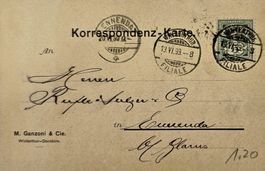 alte Postkarte 13.VI.1899 mit Firmenlogo