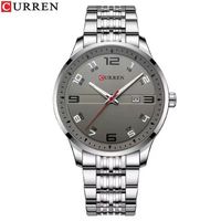 Demomodell ! Herrenuhr Quarzuhr Grau Edelstahl Elegant NEU
