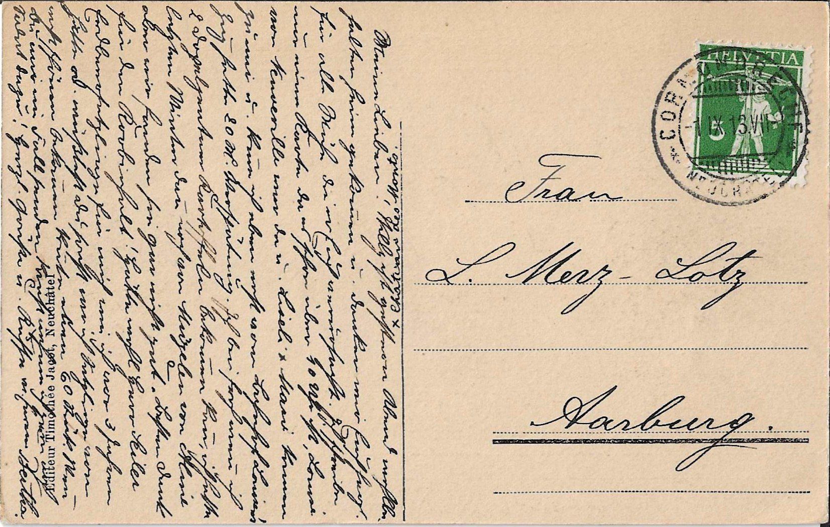 Cartoline postali: Karte Le Locle 1913 – Usato da Zürich venduto da Philacat11 1