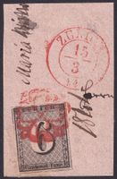 2S, ZÜRICH 6, Type V, 25.Marke, auf Briefstück + Rundstempel