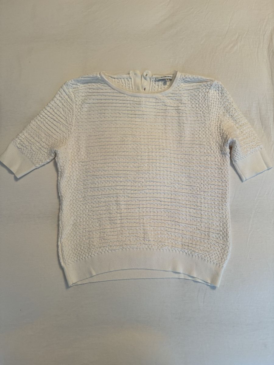 Top: White Carven Short Sleeve Knitted Top Size S – Usato da Vesenaz venduto da nat_mq8l 2