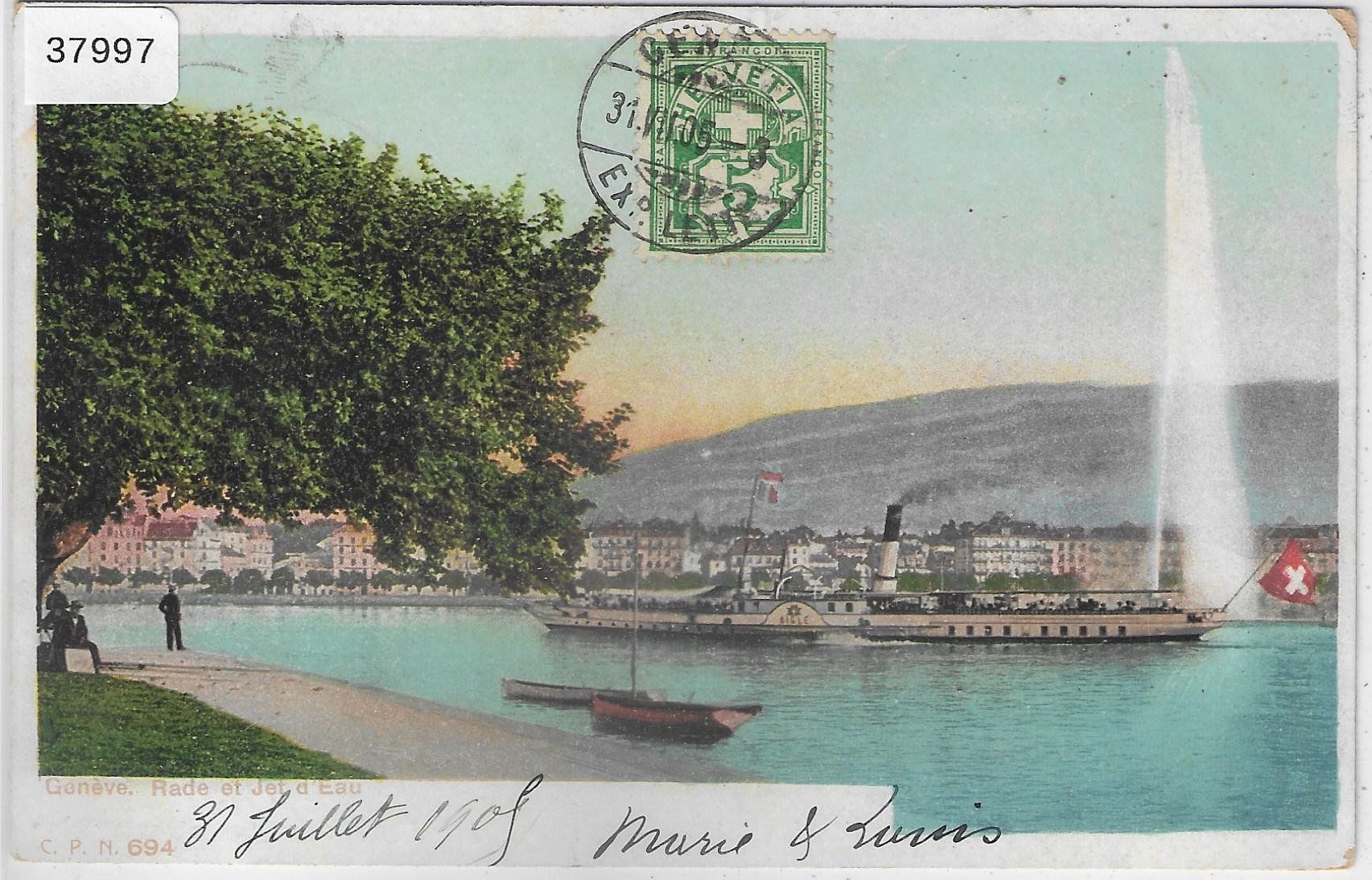 Cartoline postali: Geneve - Rade et Bateau Dampfschiff - Litho – Usato da Ettingen venduto da Kartenplanet