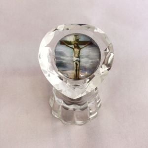 Statuette natalizie: Socle en verre avec image du Christ – Nuovo e nell'imballaggio originale da Marsens venduto da fakia