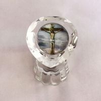 Socle en verre avec image du Christ