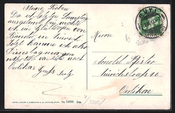 Cartes postales: AK Rüti, Teilansicht mit Kirche, 1913 – D'occasion à Berlin par bartko-reher 1