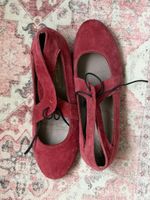 Ballerines Robert Clergerie Daim Rouge Taille 38 Bon Etat