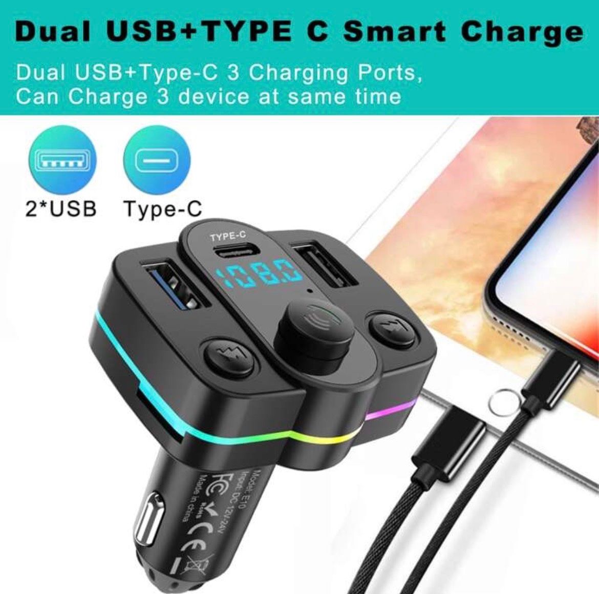 Unità & Adattatore: Neuer FM Transmitter mit USB, Type-C und Rainbow LED! – Nuovo e nell'imballaggio originale da Emmenbrücke venduto da ShopDirect 3