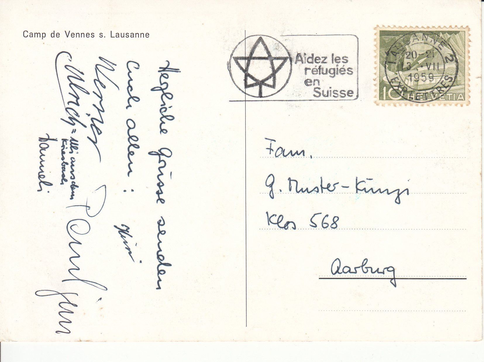 Cartoline postali: Vennes Lausanne 1959 – Usato da Bürglen TG venduto da StampGraf 1