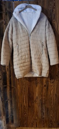 Wendejacke Winterjacke Mantel Beige/Weiss Grösse 42/44