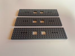 LEGO - 3 - GRAUE - EISENBAHN - PLATTEN - 24 x 6