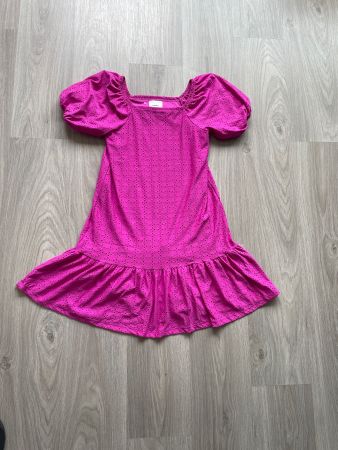 Fuchsia Sommerkleid mit Puffärmeln & Rüschen Gr. 36/38 To...