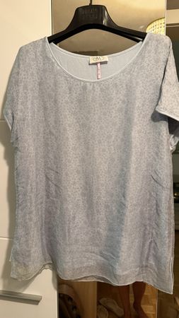 Damen Bluse 100% Seide light blue Grösse M