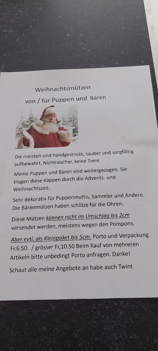 Alle Dekorationen: Deko Weihnachtspuppen Mütze  – Neu (gemäss Beschreibung) aus Muri AG von nindo1 5