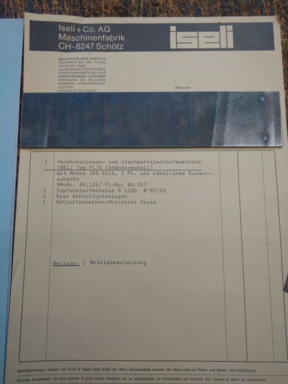 Iseli Typ FL/S Handhobeleisen-und Stechbeitelschärfmaschine (Gebraucht ...