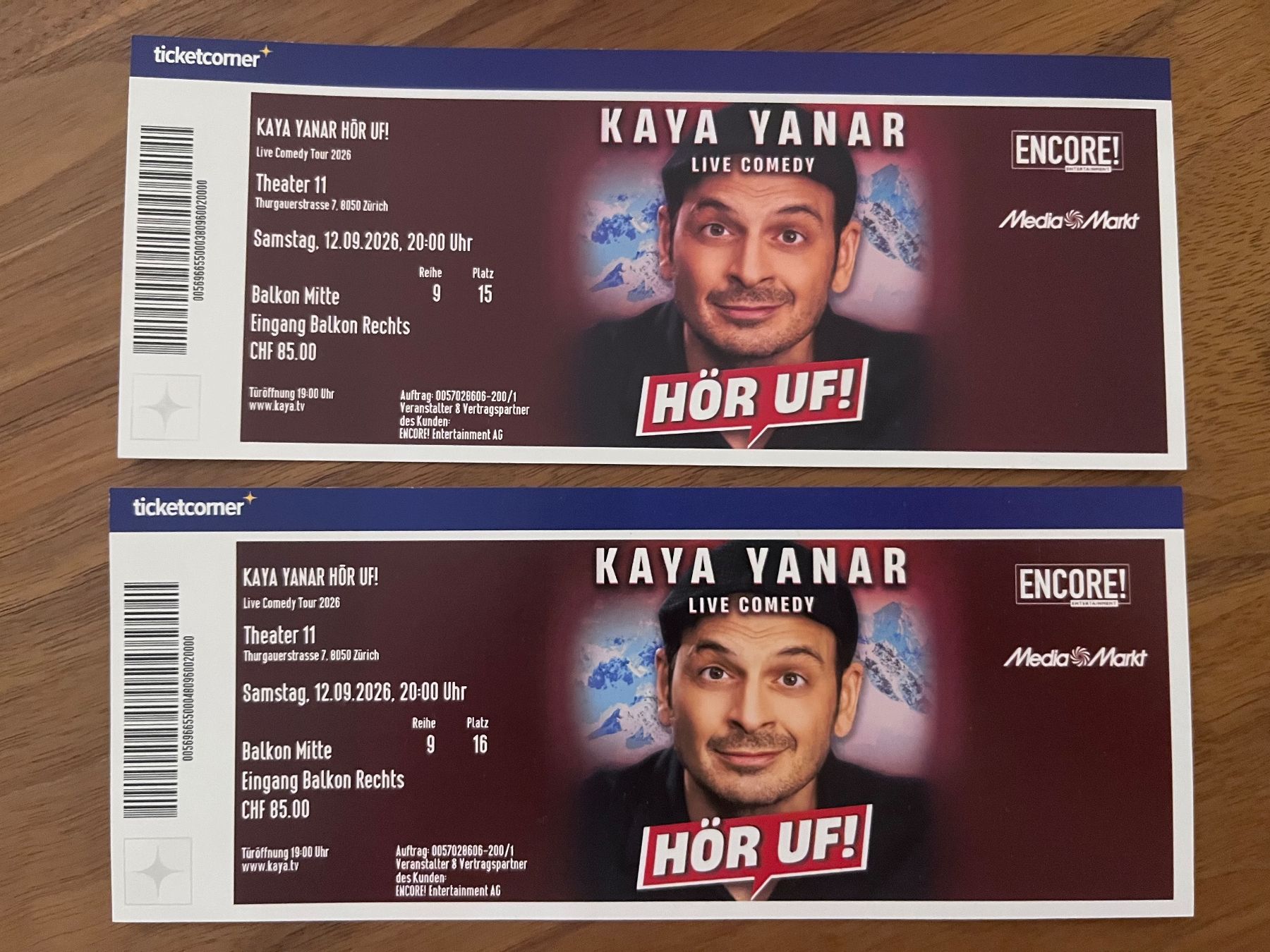 Tickets: KAYA YANAR Tickets 12.9.2026 – Neu und originalverpackt aus Illnau von Pasano