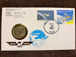U.S.A. SPACE MEDAL BRIEF 12.11.1986 - STS-2 5th Anniversary