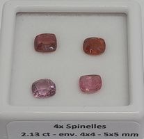 4x beaux spinelles 2.13 ct - Valeur 430.- Fr