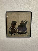 Vintage Ethno Batik Wandbild mit Kuhmotiv im Bolzani Rahmen