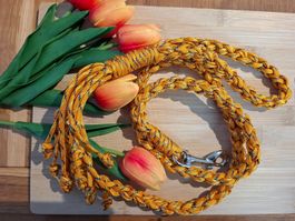 Handgefertigte Hundeleine aus Paracord, Goldgelb, Neu!