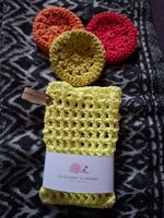 Sac à savon+disque démaquillant 100% coton fait main crochet