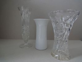2 Kristallvasen und 1 Porzellanvase - Konvolut