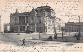 Zürich, Stadttheater, Schneeräumung, gelaufen 1904