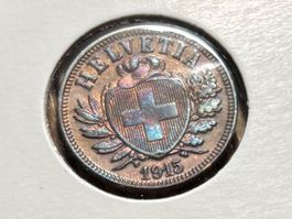 Schweiz 2 Rappen 1915 vzgl Schild Freiheitshut + Patina +