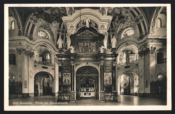 Ansichtskarten: Einsiedeln, Stift-Kirche mit Gnadenkapel – Gebraucht aus Berlin von bartko-reher