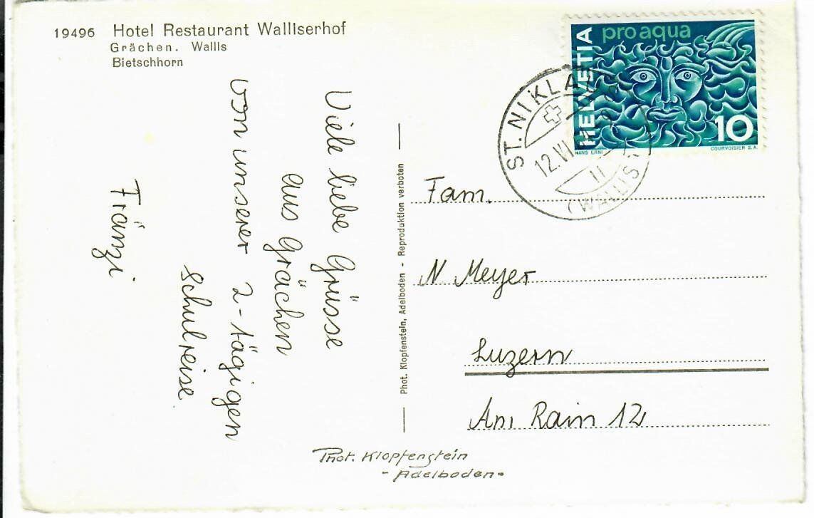 Cartoline postali: Hotel Walliserhof Grächen – Usato da Hochdorf venduto da Ziegel-16 1