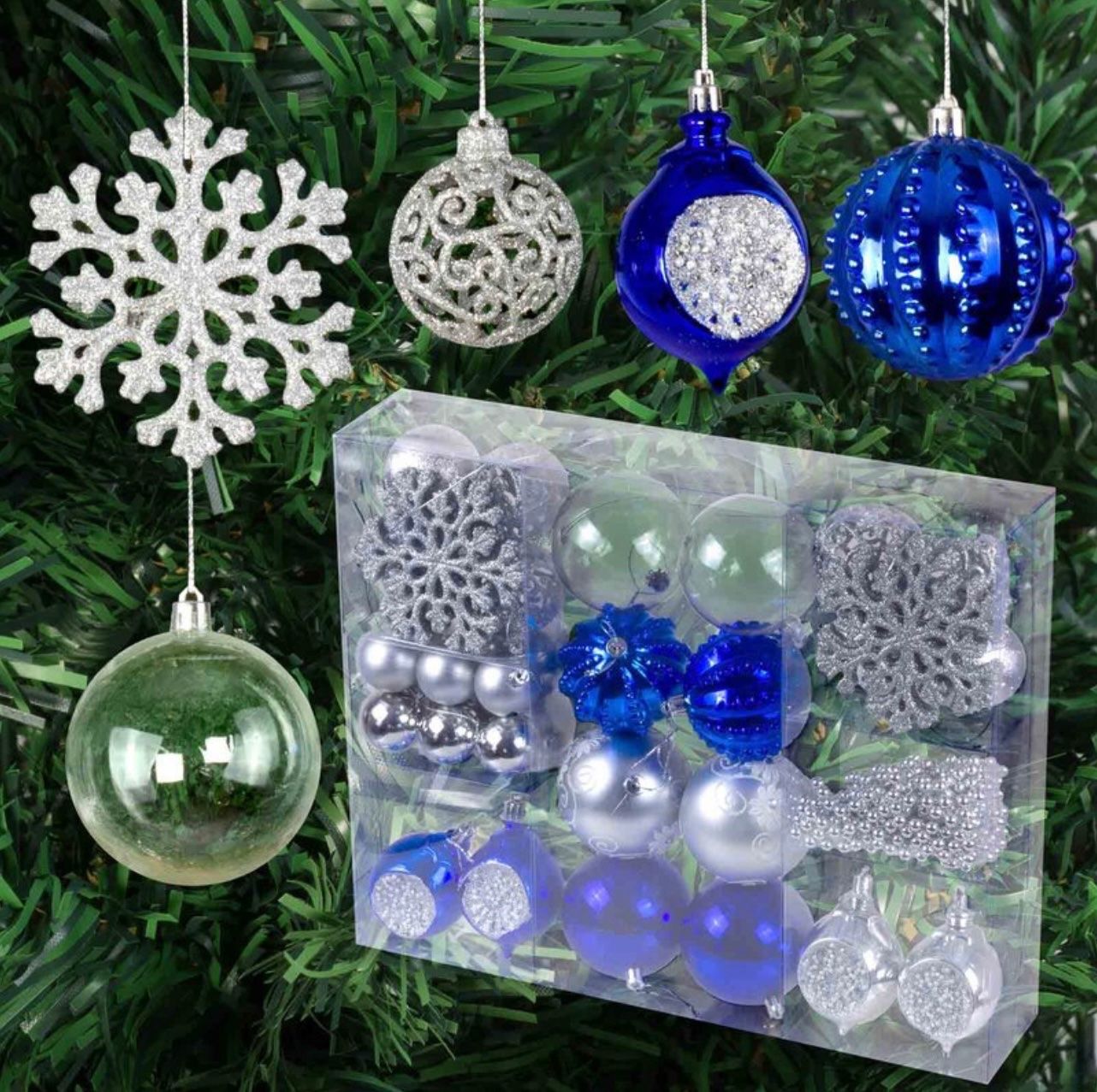Tutte le decorazioni: AKTION Weihnachtskugeln 39-teiliges Set Blau/Silber – Nuovo e nell'imballaggio originale da Basel venduto da Seifehuesli