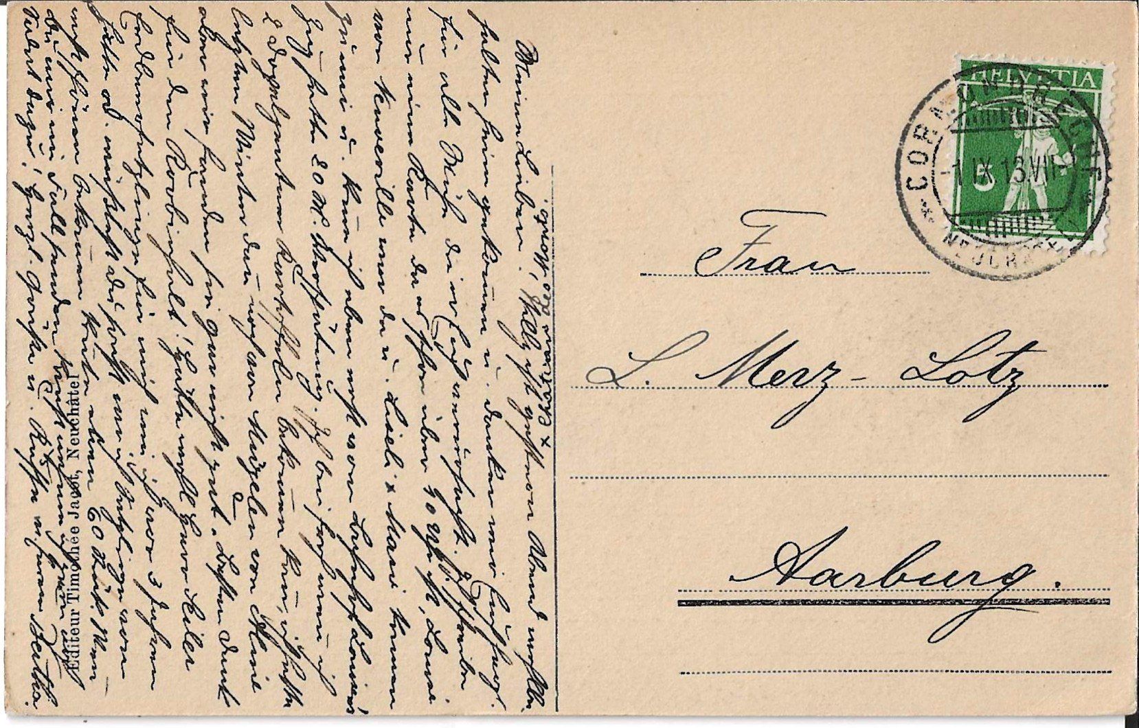 Cartoline postali: Karte Le Locle 1913 – Usato da Zürich venduto da Philacat11 1