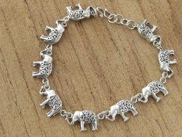 Vintage Armband Elefanten massiv Silber 925 / 19.5 cm