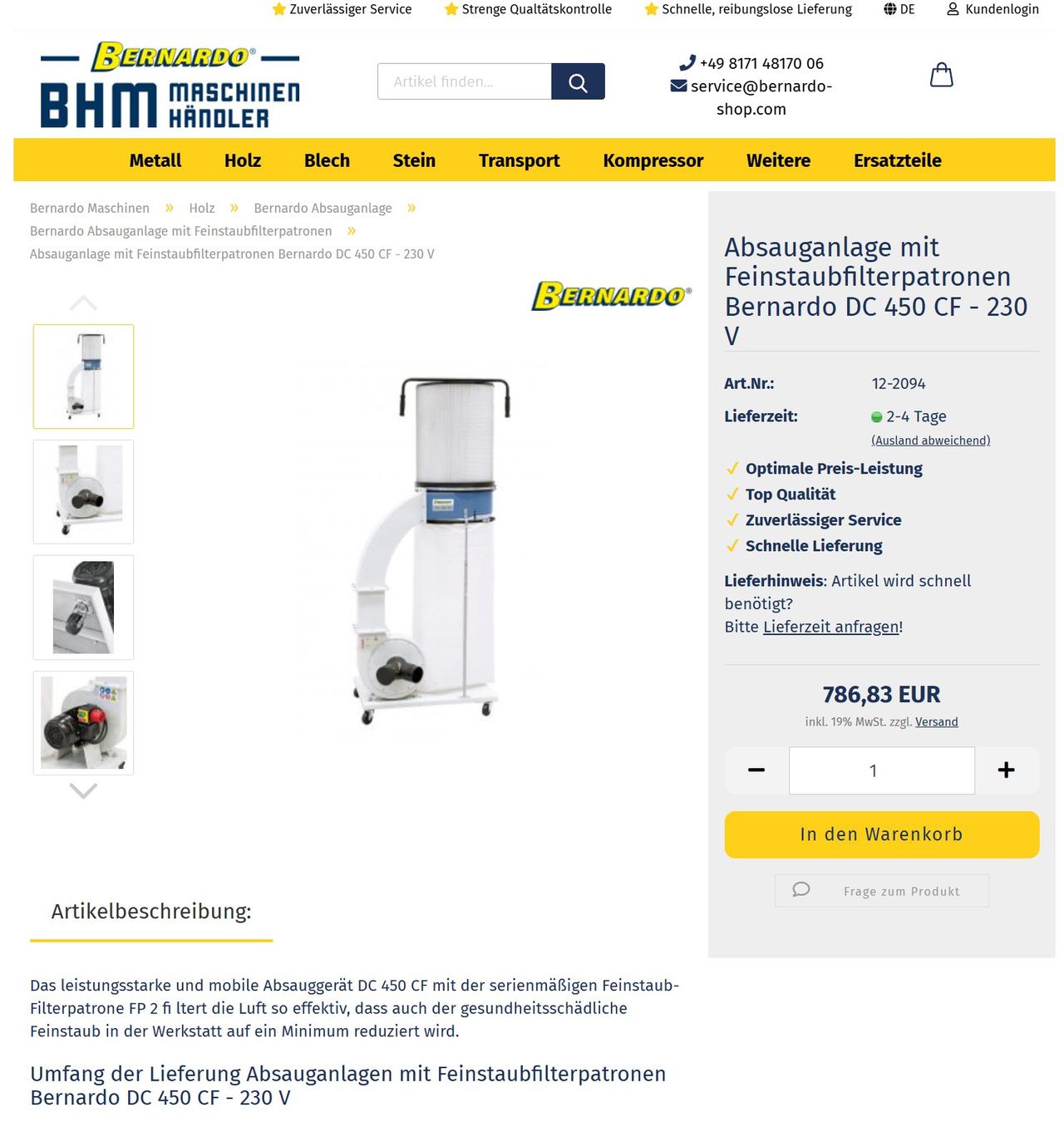 Purificatori d'aria: Bernardo Absauganlage DC 450 CF mit Feinstaubfilterpatrone – Usato da Tann venduto da Fayet 2
