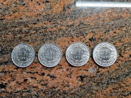 4 x 1961 und 2x 1960 2.-Franken Silber  guter Zustand