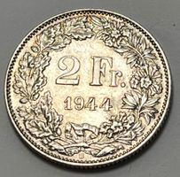2 Franken - stehende Helvetia - 1944 B (Silber .835)