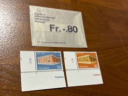 Briefmarken Europa Helvetia 50 und 30 Rappen