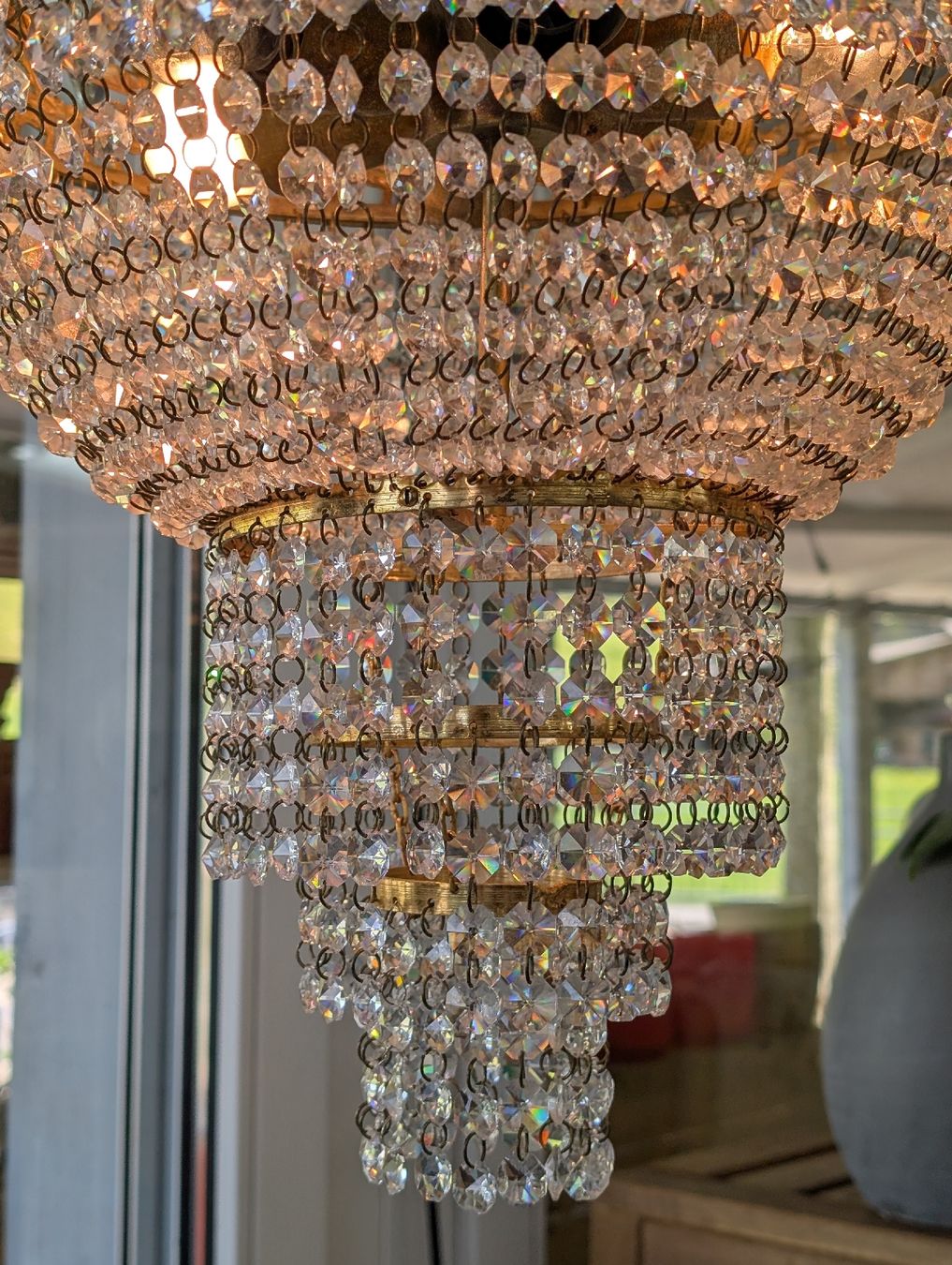 Kronleuchter & Deckenlampen: Kronleuchter mit Kristallglas und Messing Details – Gebraucht aus Adligenswil von karinma 2