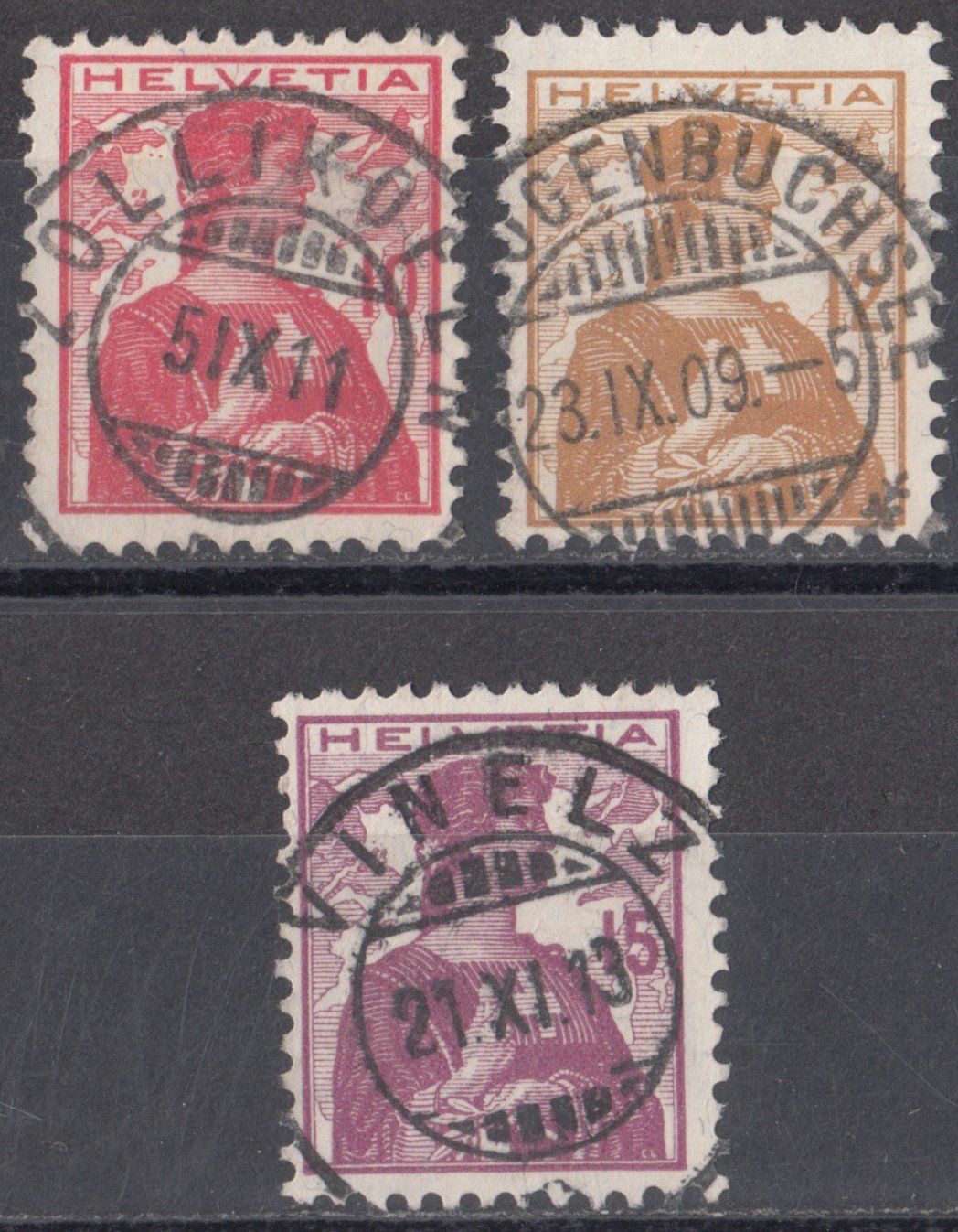 Tutti i francobolli: SBK 120 - 122 mit Vollstempel – Usato da Bürglen TG venduto da StampGraf
