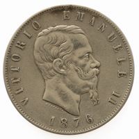 Italien 5 Lire 1876 Vittorio Emanuele II. Silber
