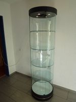 Glasvitrine, ESG Glas, Schwarz, Halogen (56cmx56cmxH.188cm)