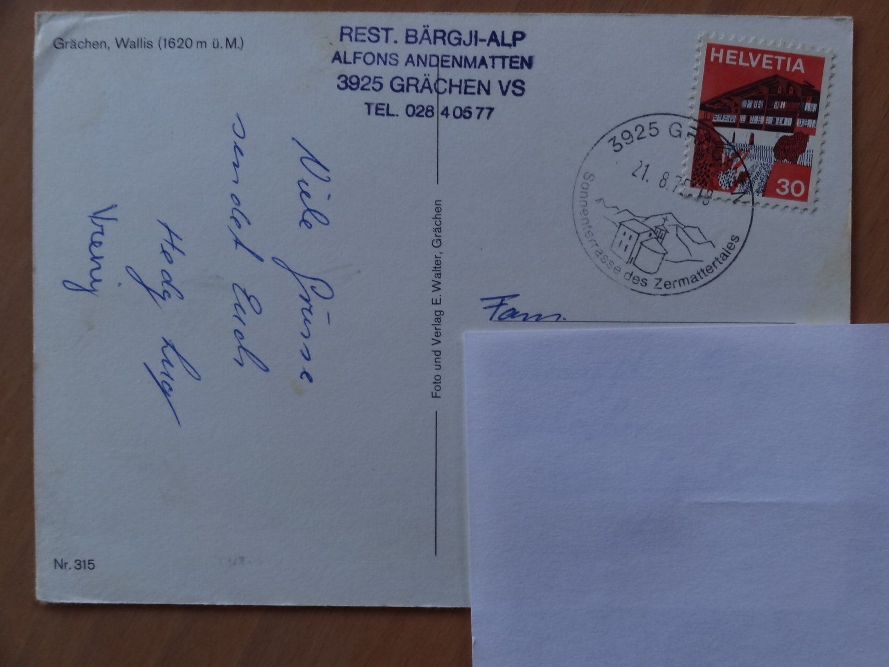 Cartoline postali: Grächen - 1975 – Usato da St Léonard venduto da Riglin 1