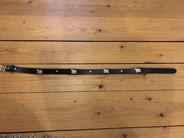 Gürtel Leder schwarz mit Kuh-Motiv