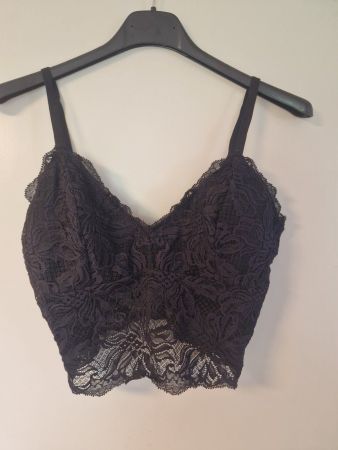 Pocketsy Lace Bra-Top – Schwarz, Grösse S