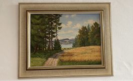 Ölgemälde auf Leinwand J. Grob 1950
